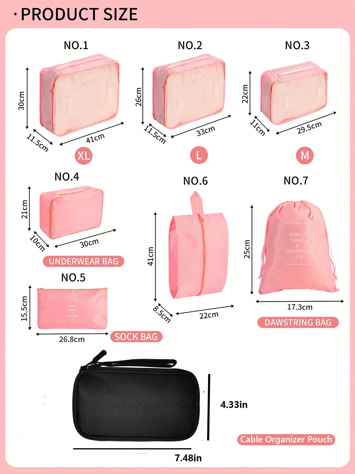 Set Packing Cubes& Travel Cabl - Tech Accessories Case ulasan dan harga
