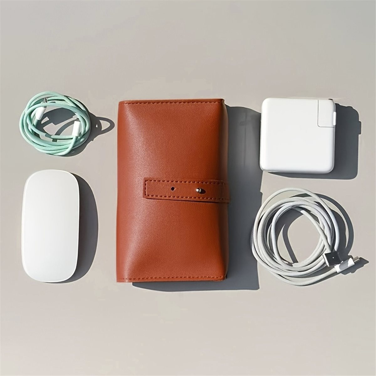 (A94Z] PU Multi-Compartment Or - Tech Accessories Storage ulasan dan harga